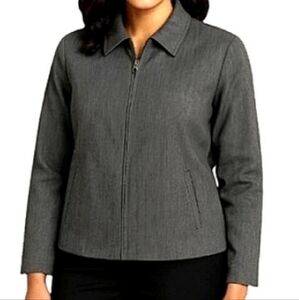 Rafaella Zipper Cropped Minimalist Jacket Gray 14